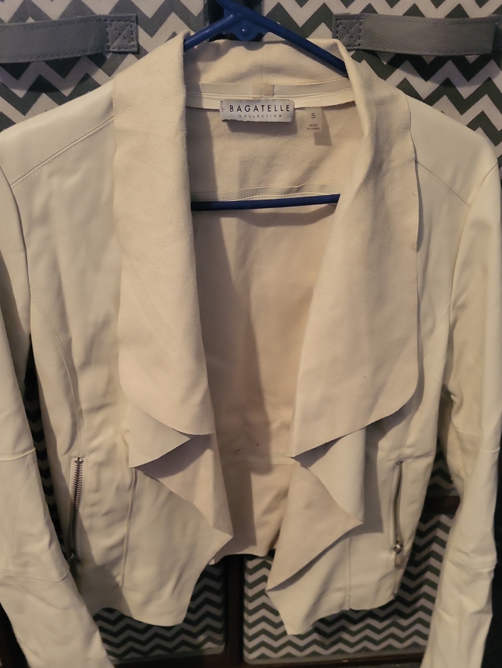 bagatelle Cream Draped Faux-Leather Jacket